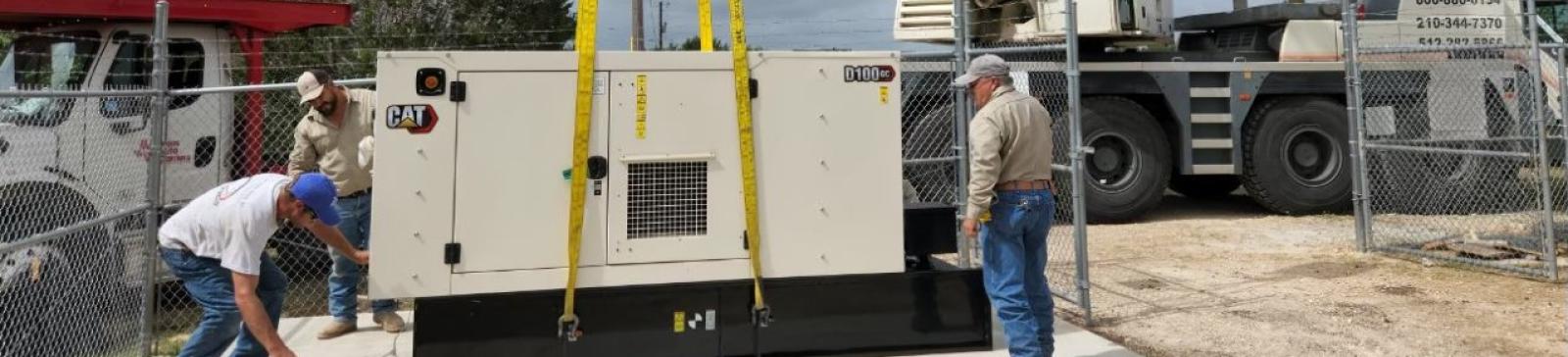 a generator being hoisted into place