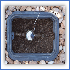 overhead view of a meter in a box